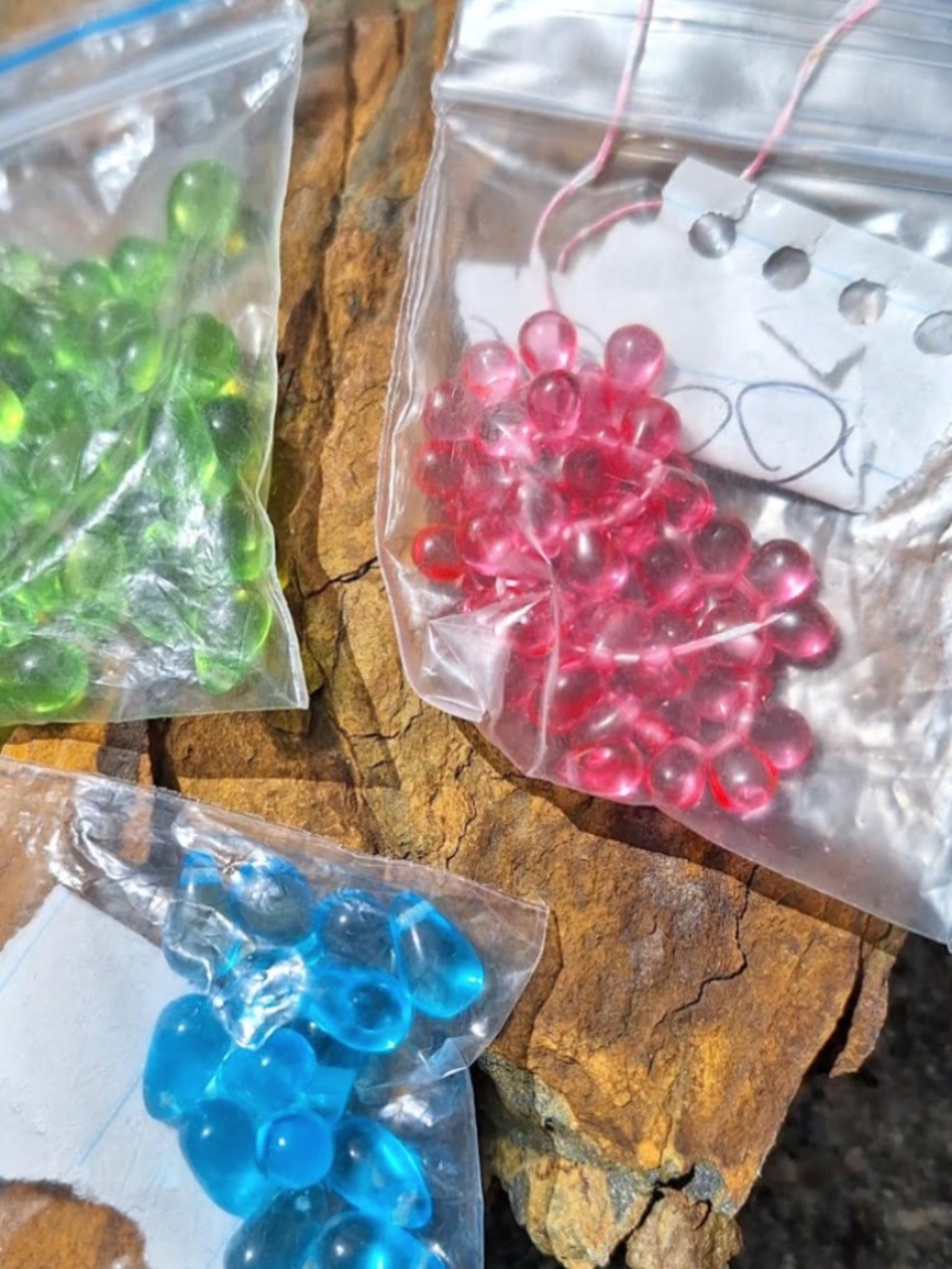 Czech Glass Accent Beads, Pink, Green, Blue, NWT, Drilled